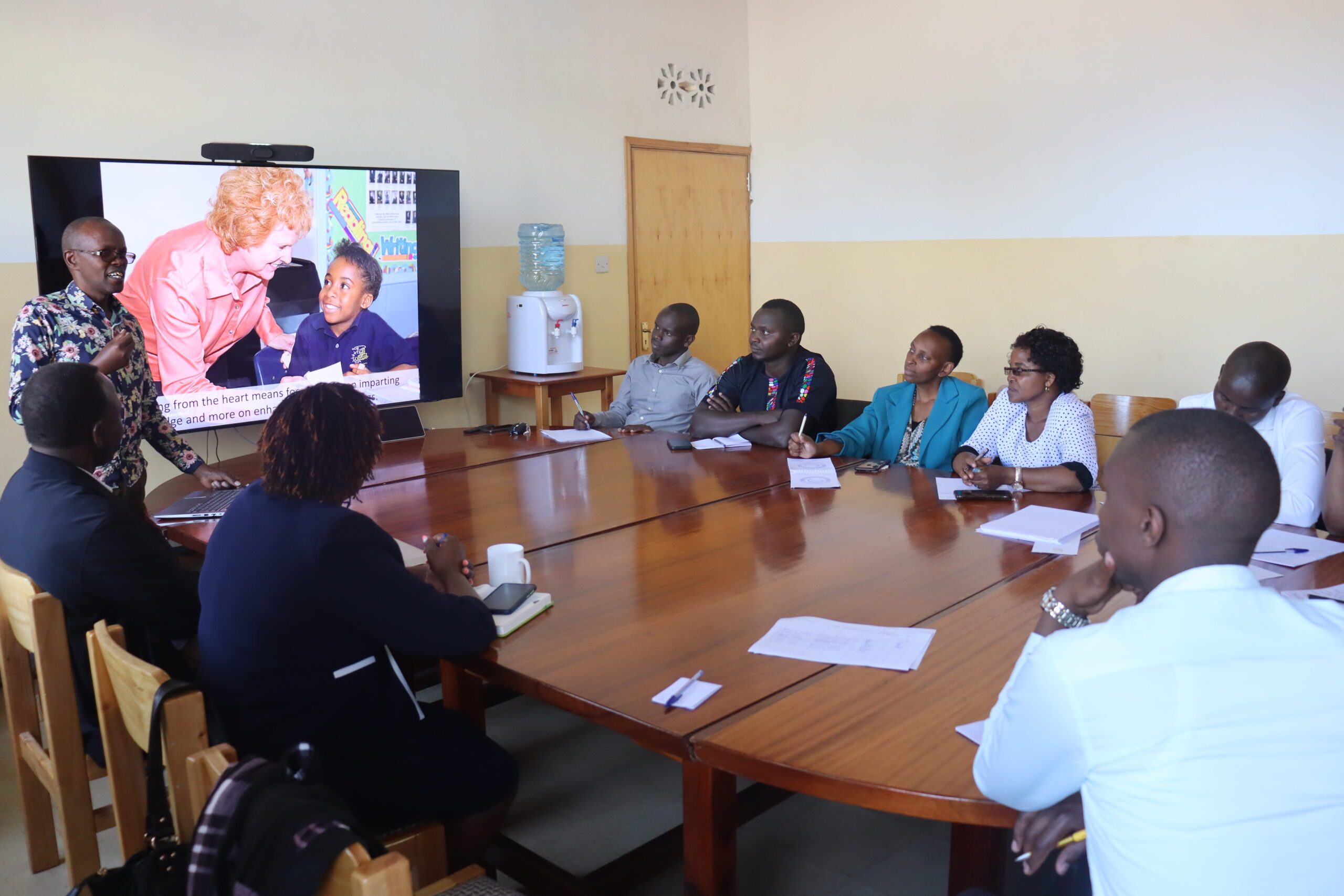 St Martins vice director conducting a spiritual formation session with principlas from Nyahururu sub county during SMS dialogue-photo by nicholas